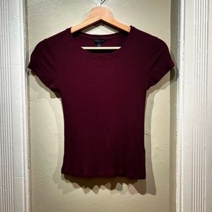 Aéropostale Maroon Ribbed Crop Top Tee - S/P